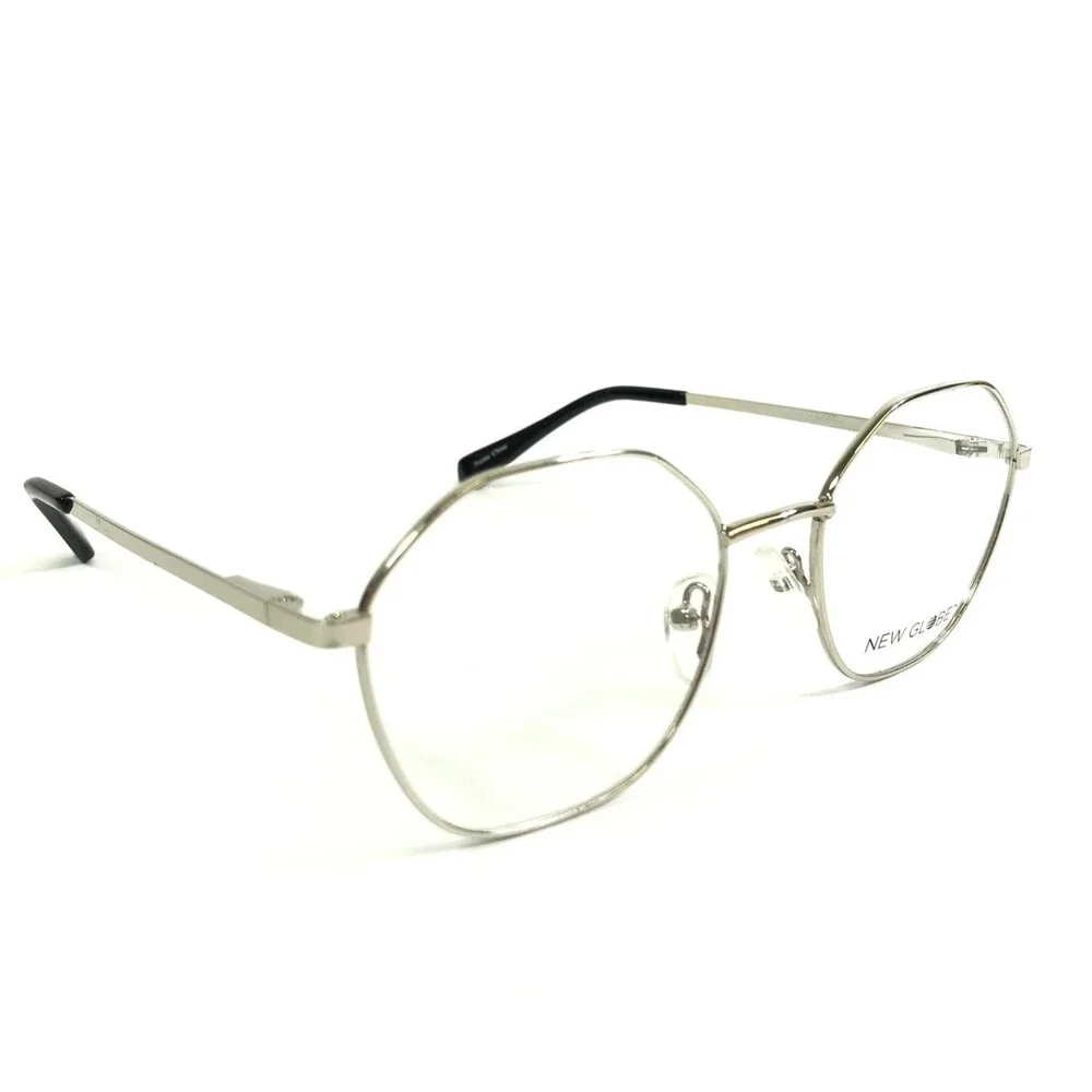 New Globe Eyeglasses Frames L5175 SILVER Geometric Wire Rim 51-19-140